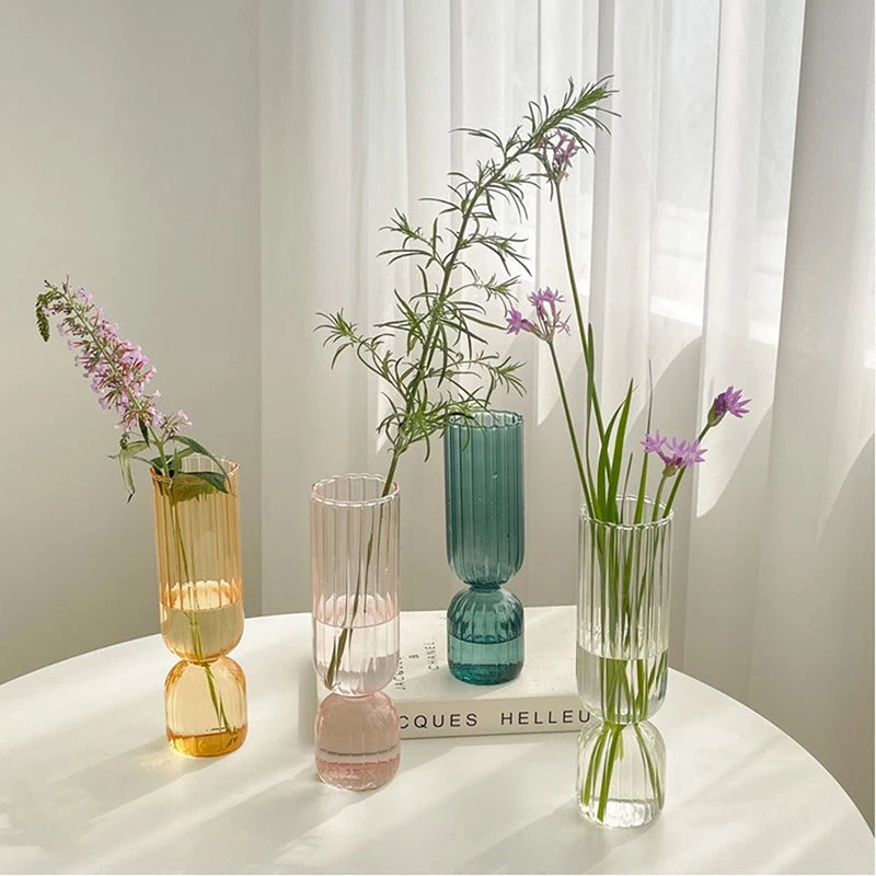 Vaso De Vidro Elegante Para Arranjo De Flores, Pequenos Vasos De Vidro, Acessórios De Decoração Para Casa, Beautiful Living Room Glass Ornament, 1Pc