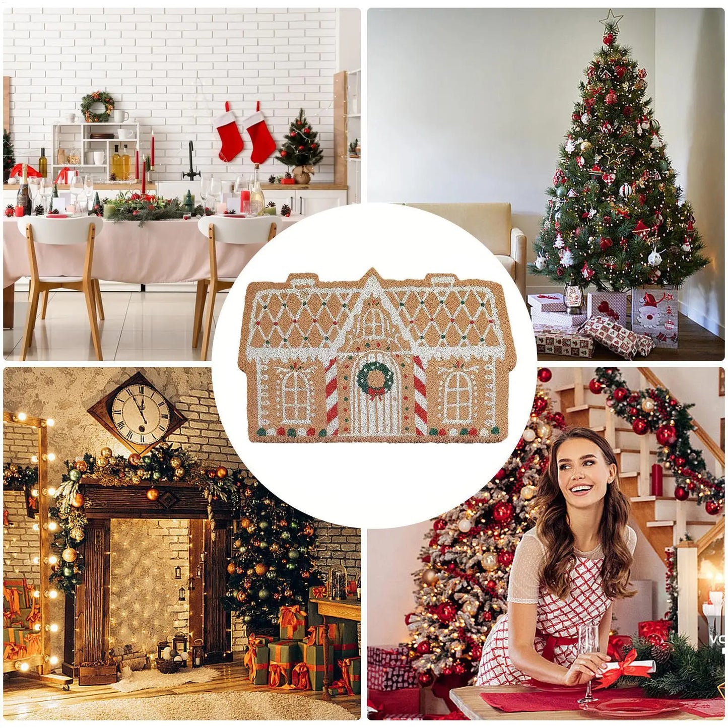 Natal capacho imitação de caxemira porta da frente tapete antiderrapante decorações do feriado tapete de inverno para casa cozinha banheiro