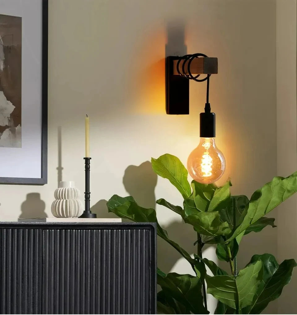Retro madeira conduziu a lâmpada de parede e27 220v 110v industrial noite loft luminárias sala ao vivo lâmpada cabeceira decoração para banheiro restaurante