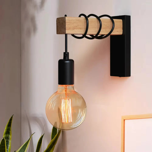 Retro madeira conduziu a lâmpada de parede e27 220v 110v industrial noite loft luminárias sala ao vivo lâmpada cabeceira decoração para banheiro restaurante