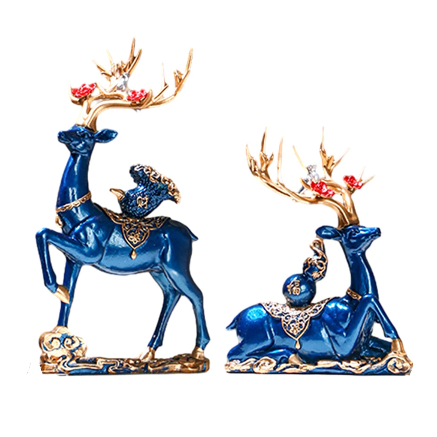 Resina Rena Escultura para Estante Gabinete, Elk Arte Artesanato, Sala de Estar, Decoração Dia Dos Namorados, Lareira, 2Pcs