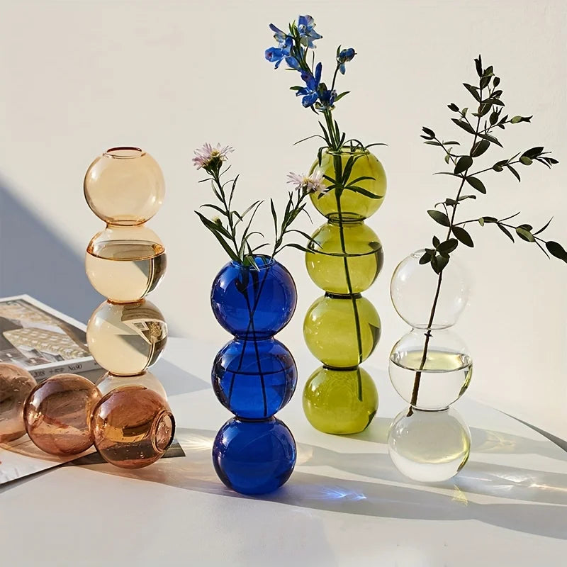 Vaso de bolhas de vidro nórdico-plantador hidropônico transparente para decoração de mesa de casa, ideia de presente simples e fofa e decoração de arranjo de flores