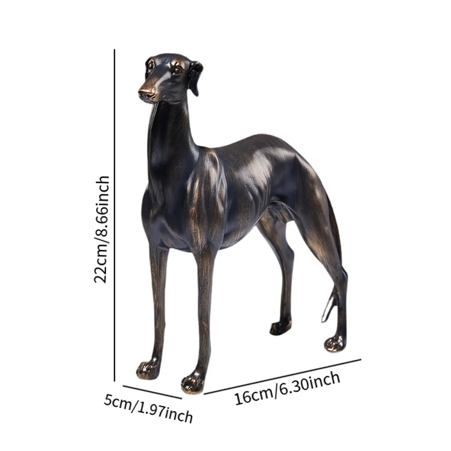 Estátua de cachorro galgo, ornamento de mesa, estatueta de animal de resina colecionável para entusiastas de animais de estimação, sala de estar, natal, quarto, hotel