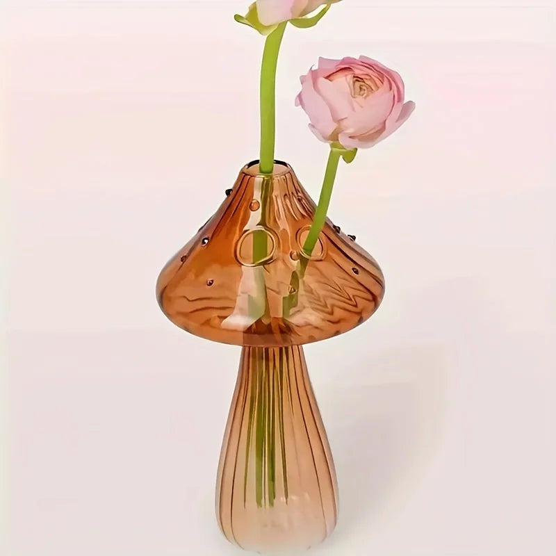 Vaso de cogumelo colorido de vidro, estilo nórdico, decoração de casa, planta hidropônica, arranjo de flores, ornamento, decoração de mesa