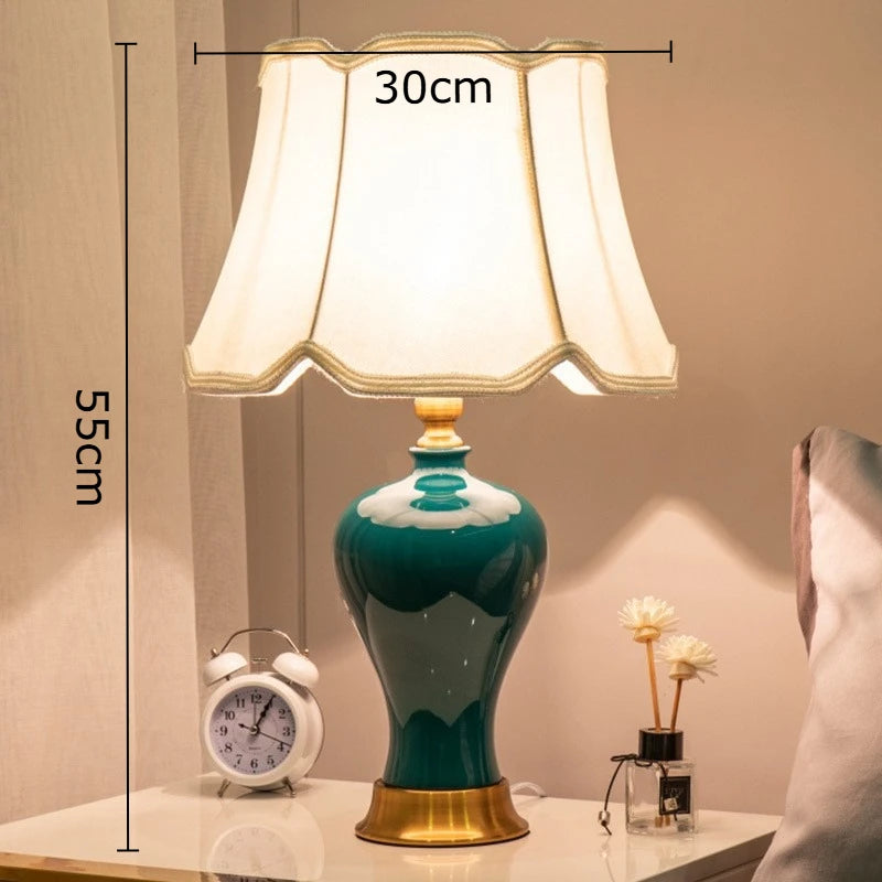 Americano retro cerâmica tecido lâmpada de mesa minimalista romance decoração para casa quarto cabeceira estudo leitura luzes led atmosfera