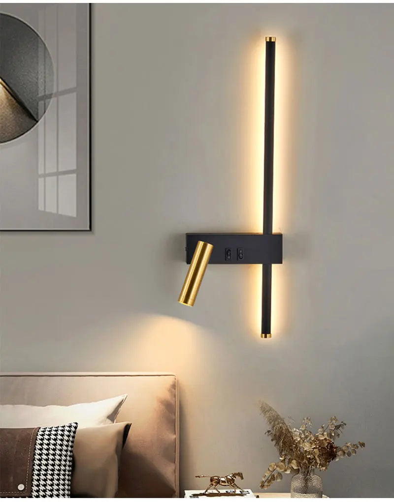 Lâmpada de parede nórdica moderna, preto e branco, minimalista, sala de estar, sofá, fundo, lâmpada decorativa, luz de luxo, quarto, cabeceira