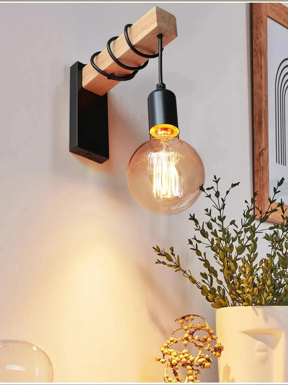 Retro madeira conduziu a lâmpada de parede e27 220v 110v industrial noite loft luminárias sala ao vivo lâmpada cabeceira decoração para banheiro restaurante