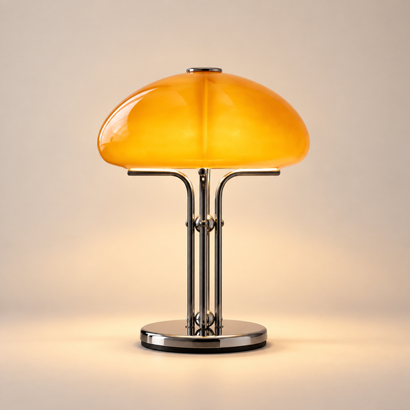 Luminária de Mesa Cogumelo em Tom Âmbar