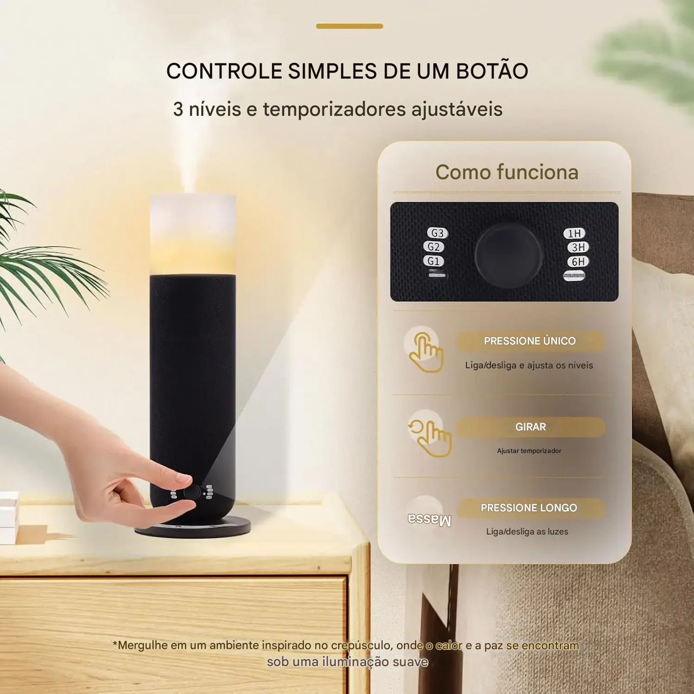 Difusor de Aromas com Iluminação Ambiente