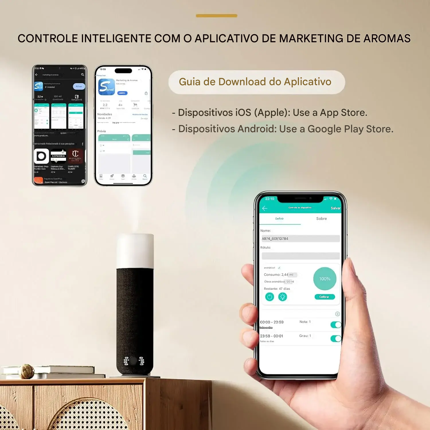 Difusor de Aromas com Iluminação Ambiente