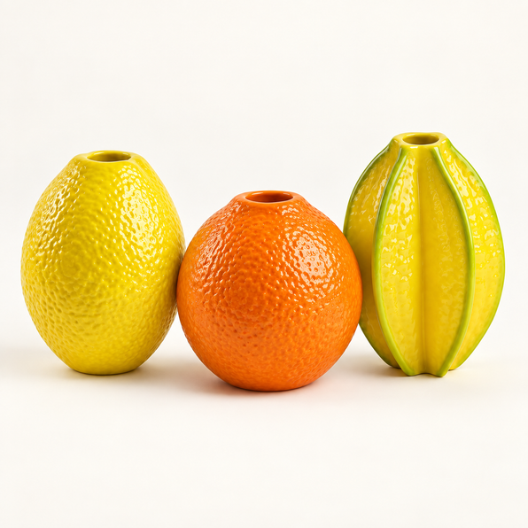 Vaso de Frutas em Resina Pintada à Mão