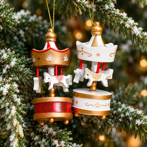 Enfeites de Natal Carrossel em Madeira