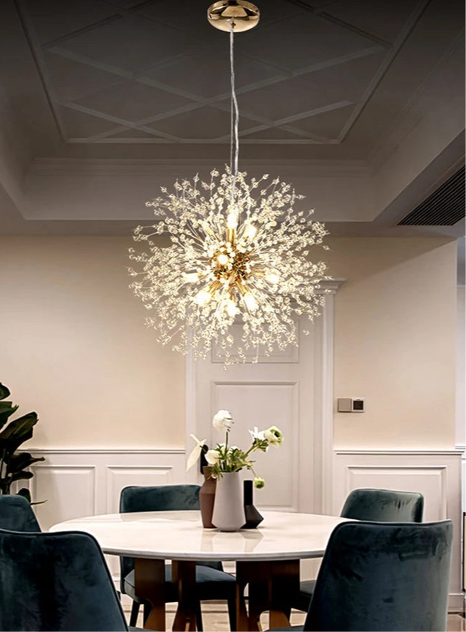 Luminária Pingente Dente-de-Leão de Cristal LED