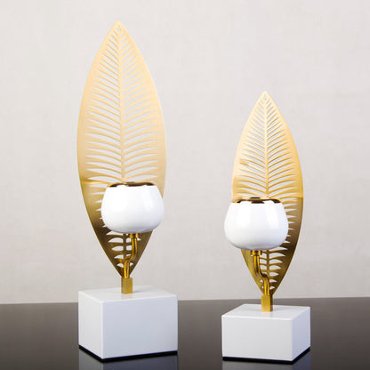 Retro folha de ferro castiçal castiçal metal planta folhas candelabro mesa peça central decoração para casa