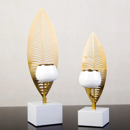 Retro folha de ferro castiçal castiçal metal planta folhas candelabro mesa peça central decoração para casa
