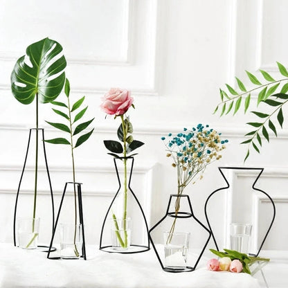 Linha De Ferro Retro Tabela Flores Vaso, Suporte De Planta De Metal, Estilos Nórdicos, Vaso De Flores, Decorações De Jardim Em Casa, Pote De Casamento Ornamento
