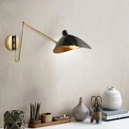 Luminária de parede pendente com hastes articuladas, de estilo industrial, flexível, para quarto