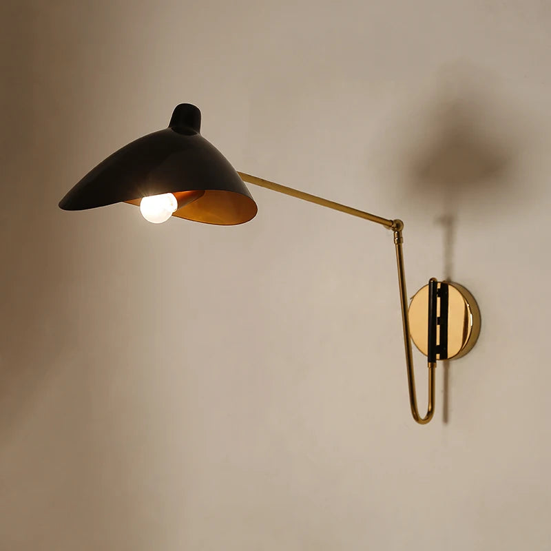 Luminária de parede pendente com hastes articuladas, de estilo industrial, flexível, para quarto