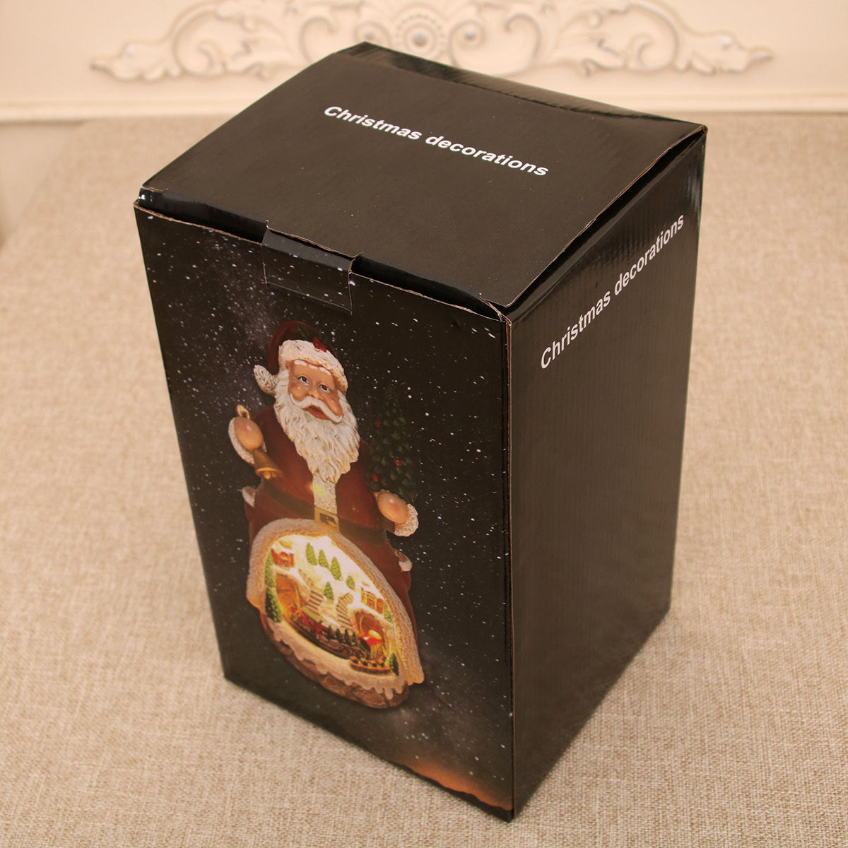 Estatueta de cabine de natal caixa musical luz enfeites de natal decorações caixa de música