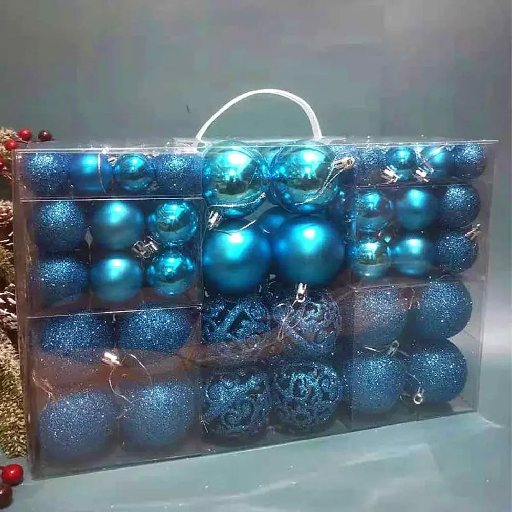 Conjunto de bolas de natal de plástico da moda, 100 peças, 18 cores, 8cm, bolas de árvore de natal suspensas, vitrine de enfeites de natal