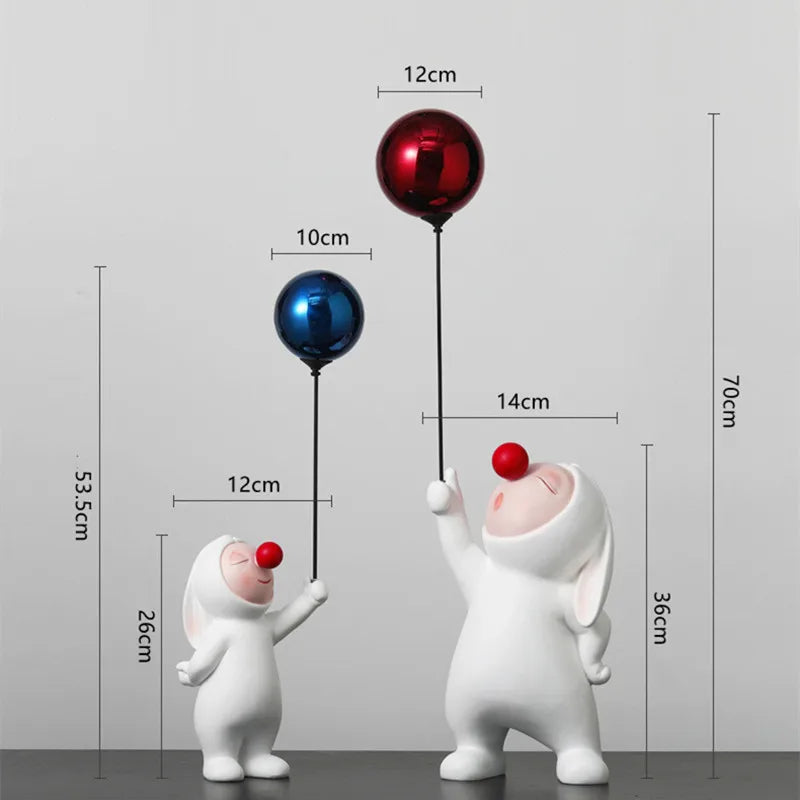 Moderno Balão Bonito Coelho Resina Ornamentos, Home Decor Artesanato, Estatuetas De Mesa De Escritório, Estante Artesanato De Escultura