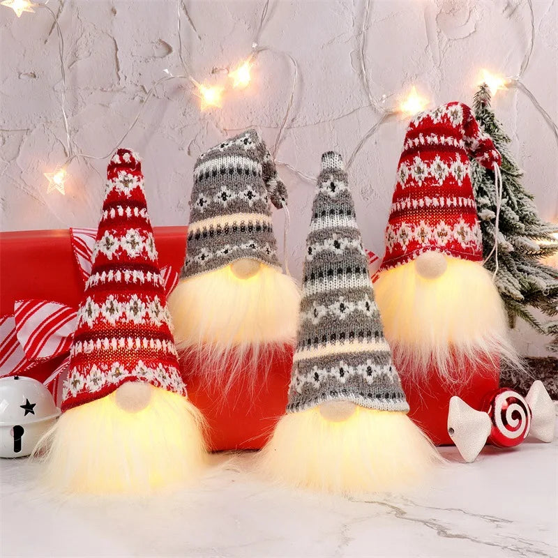 20/30cm led boneca sem rosto elfo gnome com luzes decoração de natal casa feliz natal navidad crianças presente de ano novo 2025