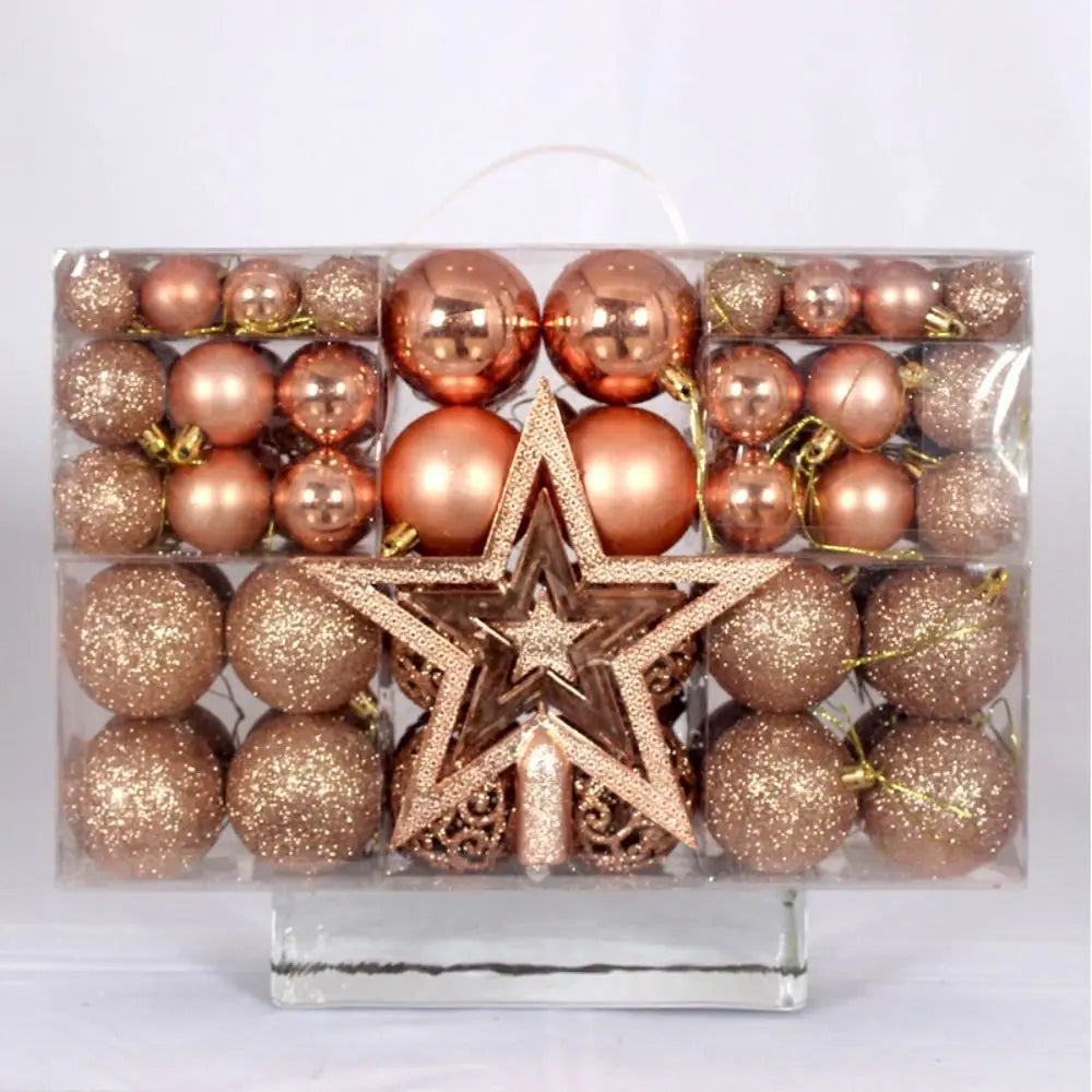 Conjunto de bolas de natal de plástico da moda, 100 peças, 18 cores, 8cm, bolas de árvore de natal suspensas, vitrine de enfeites de natal