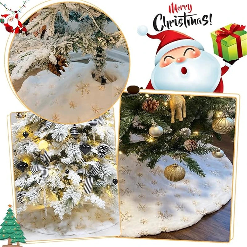 Moda árvore de natal saia tapete sob as decorações para casa floco de neve 78/90/122cm novo pé tapete 2026 decoração de natal