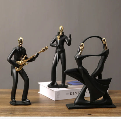 Abstrato Música Dança Escultura, Músico Figura Ornamento, Criativo Resina, Desktop, Jazz Band Personagens, Figurinhas Musicais