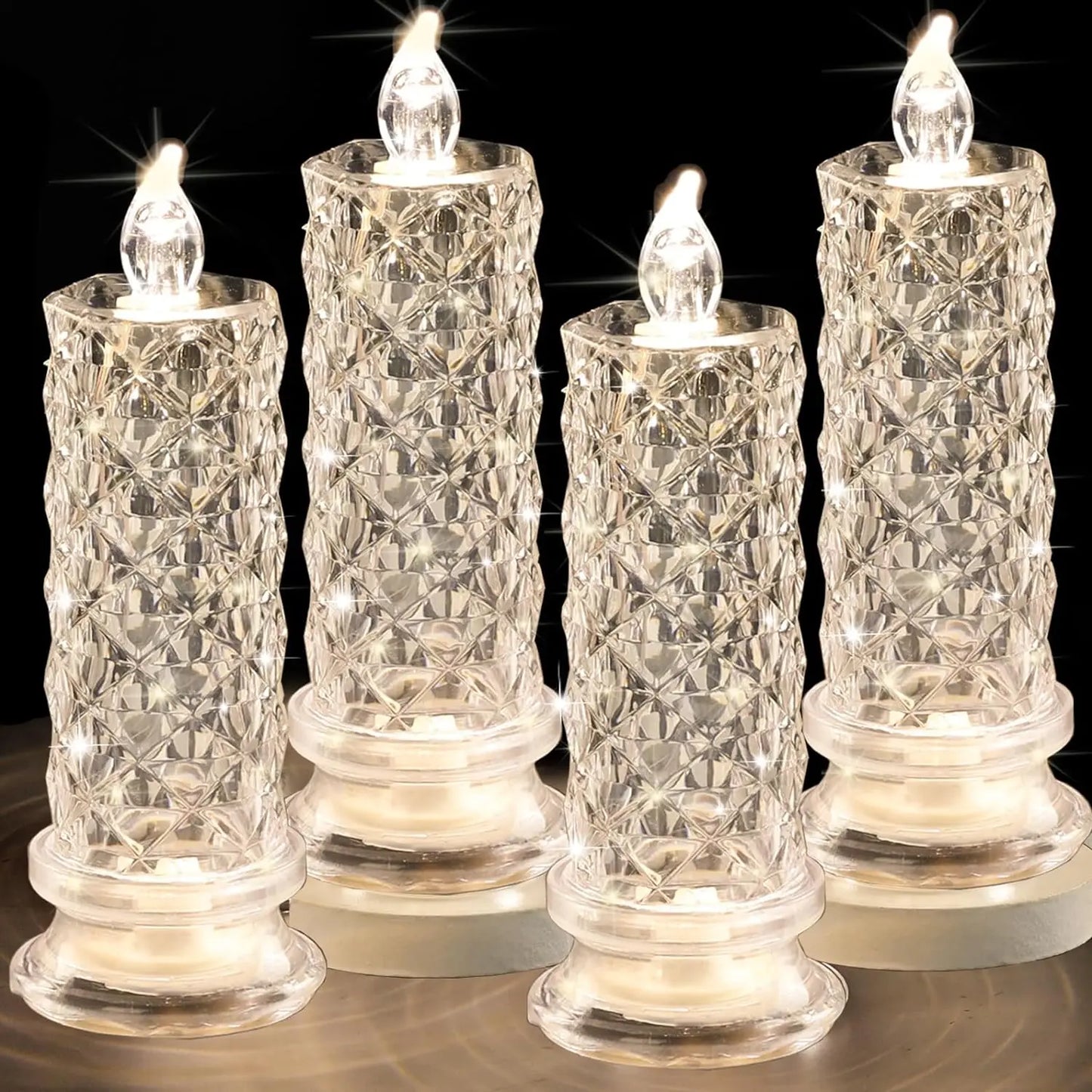 Flameless LED Crystal Candles, Lanterna de Bateria, Lâmpada da noite, Festa de Casamento, Aniversário, Natal, Decoração Halloween, Luz Transparente