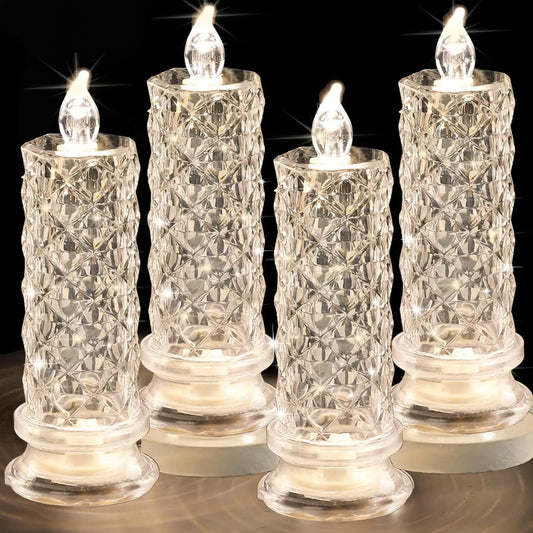 Flameless LED Crystal Candles, Lanterna de Bateria, Lâmpada da noite, Festa de Casamento, Aniversário, Natal, Decoração Halloween, Luz Transparente