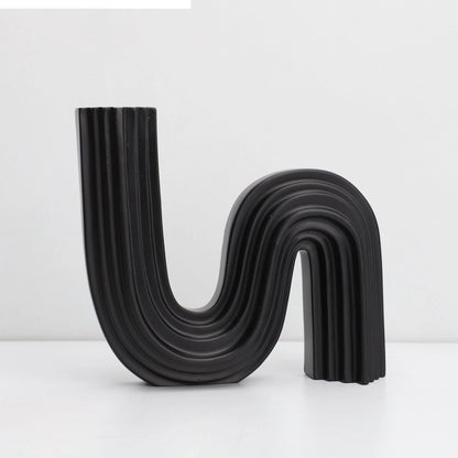 Vaso de resina tubo estriado geométrico arranjo floral acessórios em forma de u vaso de flores artesanato decoração para casa