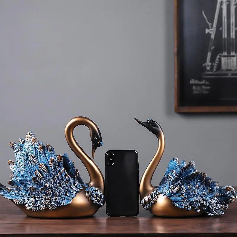Elegante cisne decoração de casa estatueta de resina luxo tv gabinete/mesa de entrada decoração-escultura animal realista arte artesanato