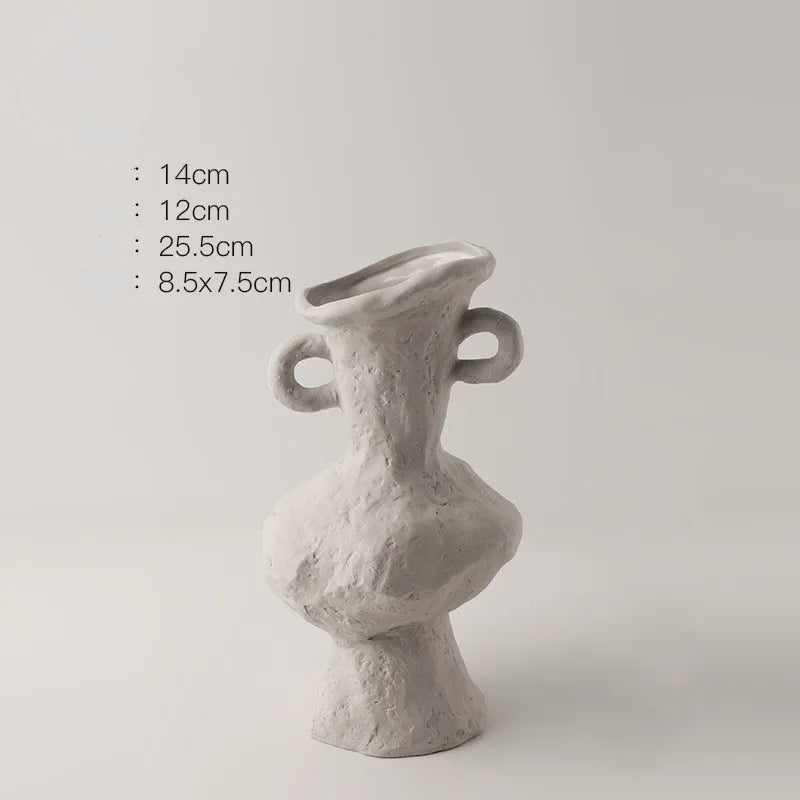 Vaso de flores simples estilo nórdico hidroponia, vasos brancos de cerâmica, acessórios de mesa, decoração estética de banheiro