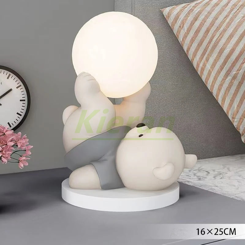 Nordic moderno urso acrobático led lâmpada de assoalho quarto estudo sala jantar lâmpada mesa cabeceira sala estar decorativa resina noite lâmpada