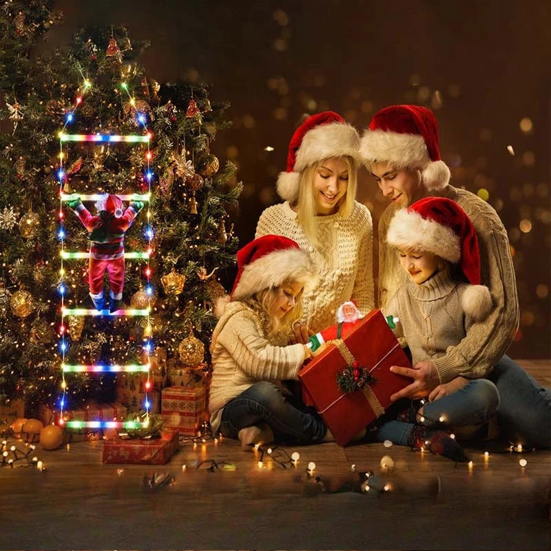 1 pçs decoração de natal papai noel escada de escalada led luz usb plug 8 modos de iluminação luz corda parede casa decoração da árvore de natal