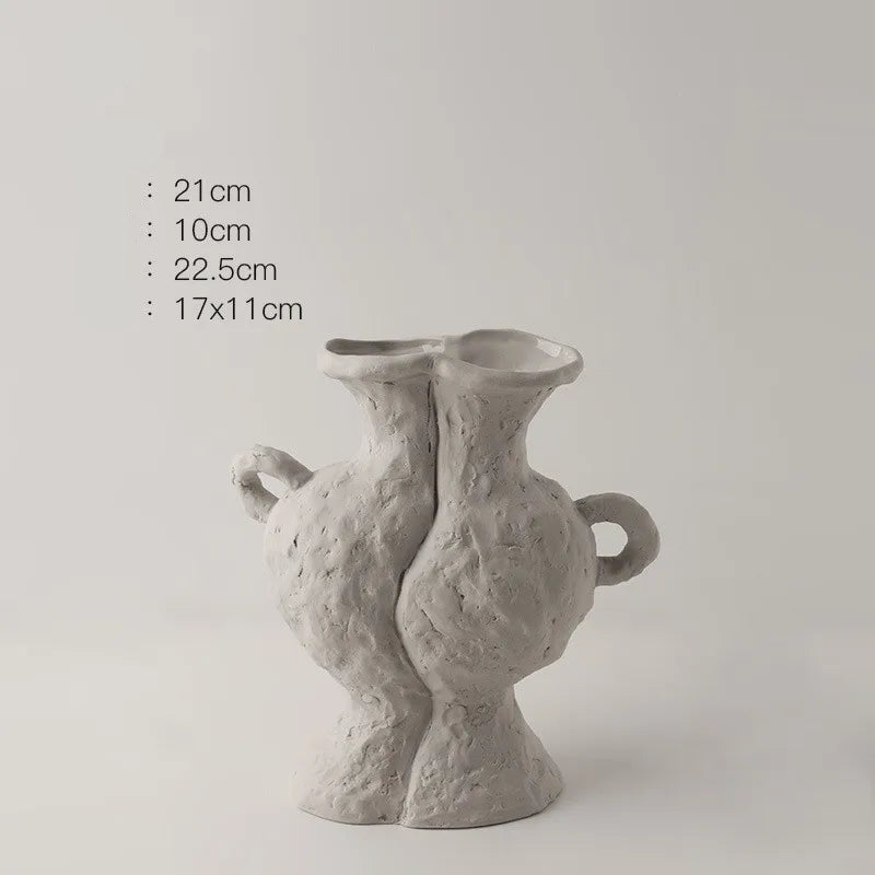 Vaso de flores simples estilo nórdico hidroponia, vasos brancos de cerâmica, acessórios de mesa, decoração estética de banheiro