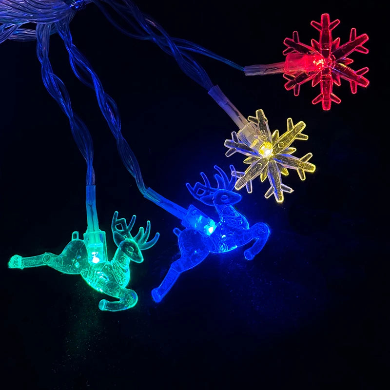 Led multi colorido floco de neve estrela luzes da corda colorido feriado pendurado luzes árvore natal interior & exterior decorações do jardim