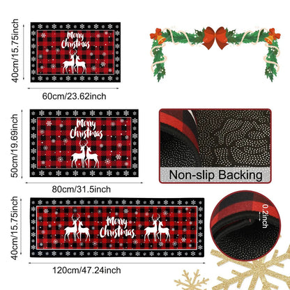 Xadrez árvore de natal tapete de cozinha tapete absorvente capacho para sala ao vivo sofá tapete decoração de natal 2025