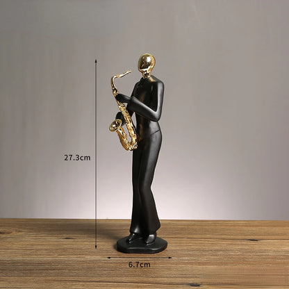 Abstrato Música Dança Escultura, Músico Figura Ornamento, Criativo Resina, Desktop, Jazz Band Personagens, Figurinhas Musicais
