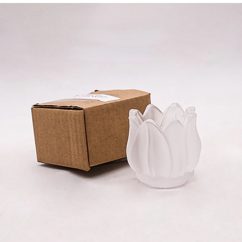 Tulip Glass Candle Holder para Casamento Romântico, Clear Table Ornament, Acessórios para Jóias, Presentes Artesanais Vintage, Home Decor