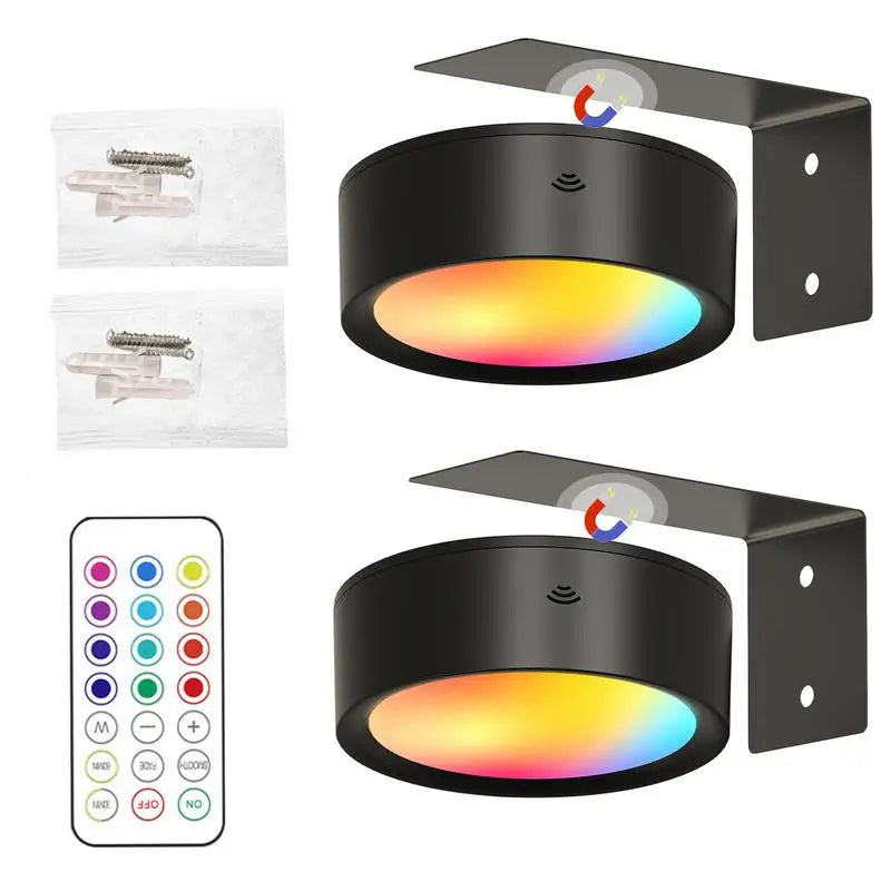 Arandela de parede magnética led luzes lâmpada montada na parede com controle remoto 13 cores rgb pintura arte exibição luz regulável