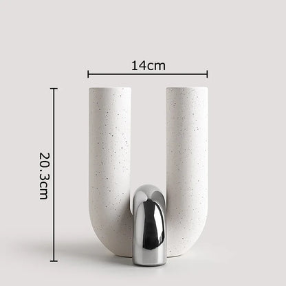 Vaso de cerâmica criativo em forma de u, vasos de flores, decoração de mesa, arranjo de flores, vasos florais de porcelana, decoração estética de quarto