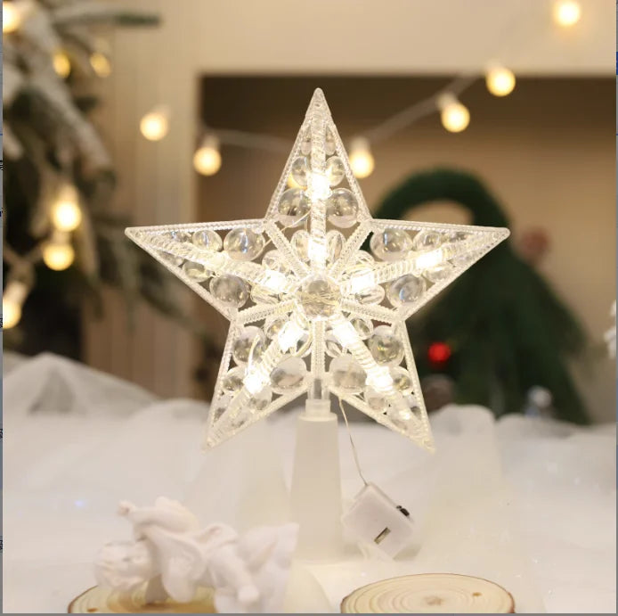 15cm decoração de natal brilhante árvore topper glitter brilhante estrela enfeites de árvore de natal para decoração de casa navidad ano novo 2026 presente