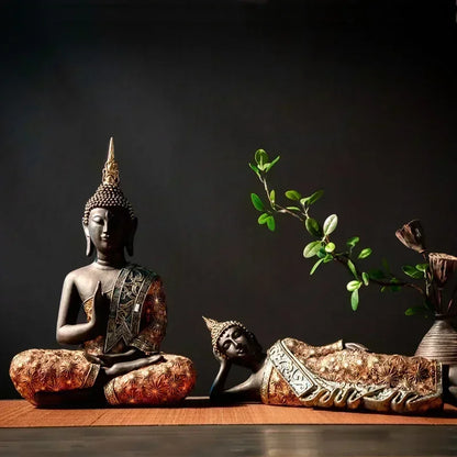Grande estátua de buda tailândia buda escultura resina verde artesanal budismo estatueta meditação decoração para casa