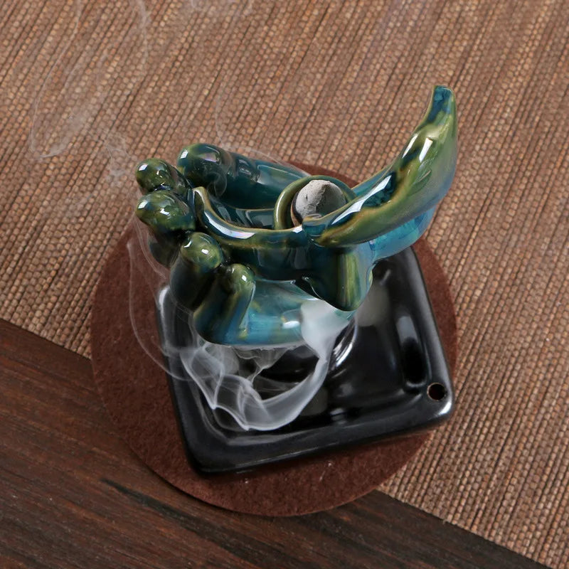 Queimador de incenso cascata de rosto de cerâmica moderno refluxo suporte de incenso meditação decoração de casa zen aromaterapia ornamento presente exclusivo