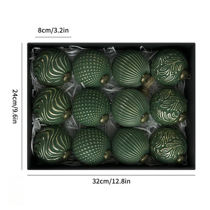 12 pçs 8cm bolas de natal antigas luxo natal decorativo pendurado ornamentos festa de ano novo esferas de natal pingente conjunto