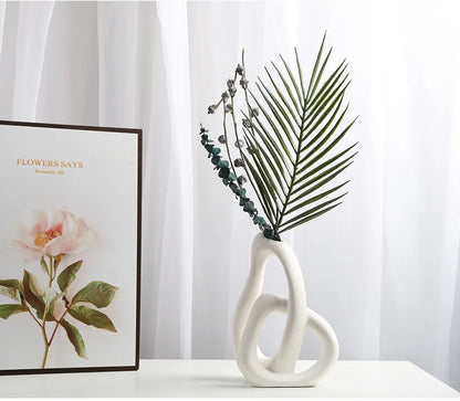 CAPIRON-Vaso Cerâmico Abstrato, Arranjo De Flores, Sala De Estar, Mesa De Escritório, Decoração Para Casa Acessórios, Interior Pampas Grama