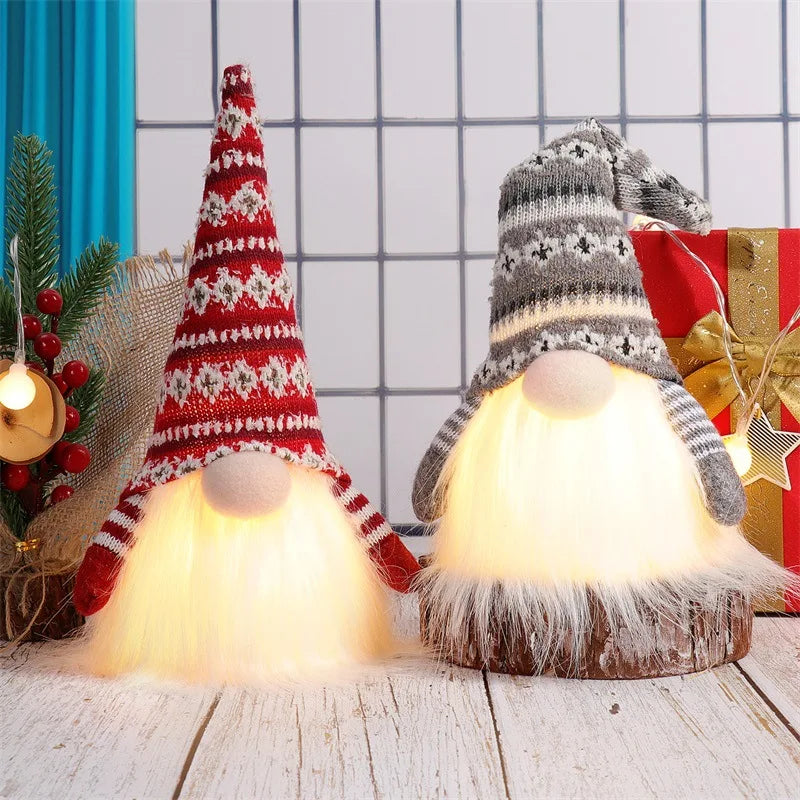 20/30cm led boneca sem rosto elfo gnome com luzes decoração de natal casa feliz natal navidad crianças presente de ano novo 2025
