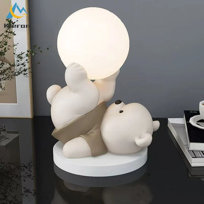 Nordic moderno urso acrobático led lâmpada de assoalho quarto estudo sala jantar lâmpada mesa cabeceira sala estar decorativa resina noite lâmpada